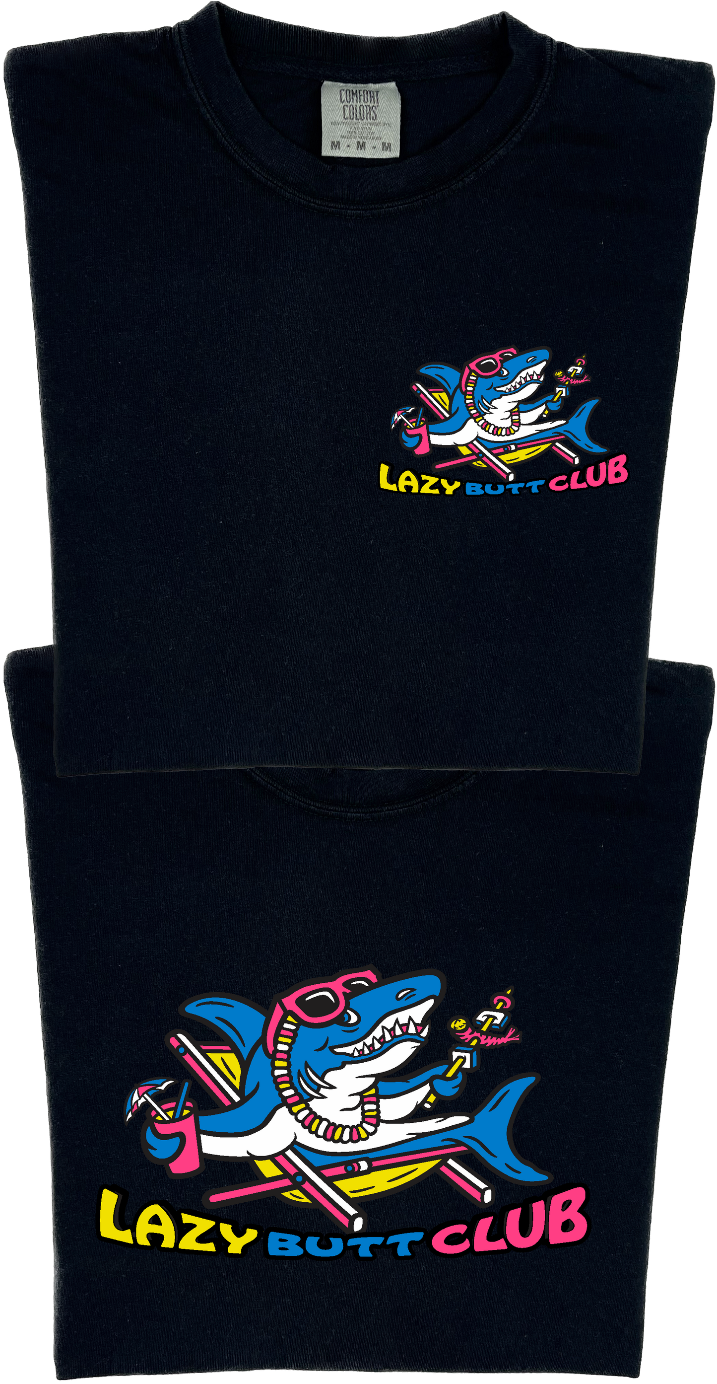 Lazy Shark "garment dyed" T-shirt (Front & Back Print)