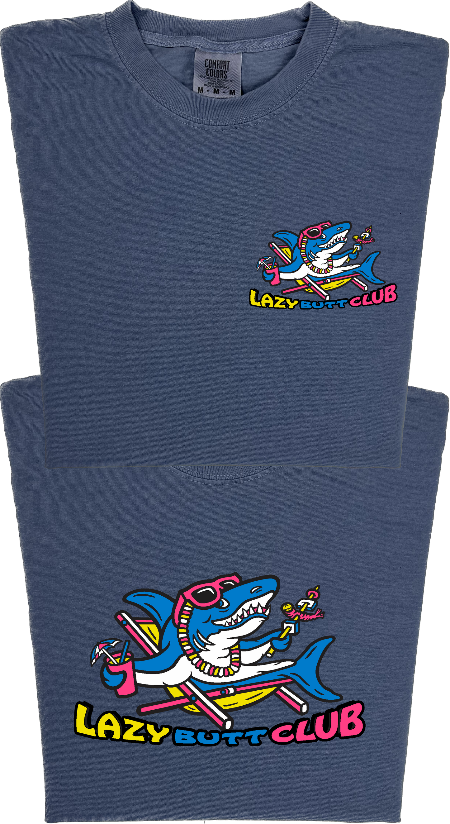 Lazy Shark "garment dyed" T-shirt (Front & Back Print)