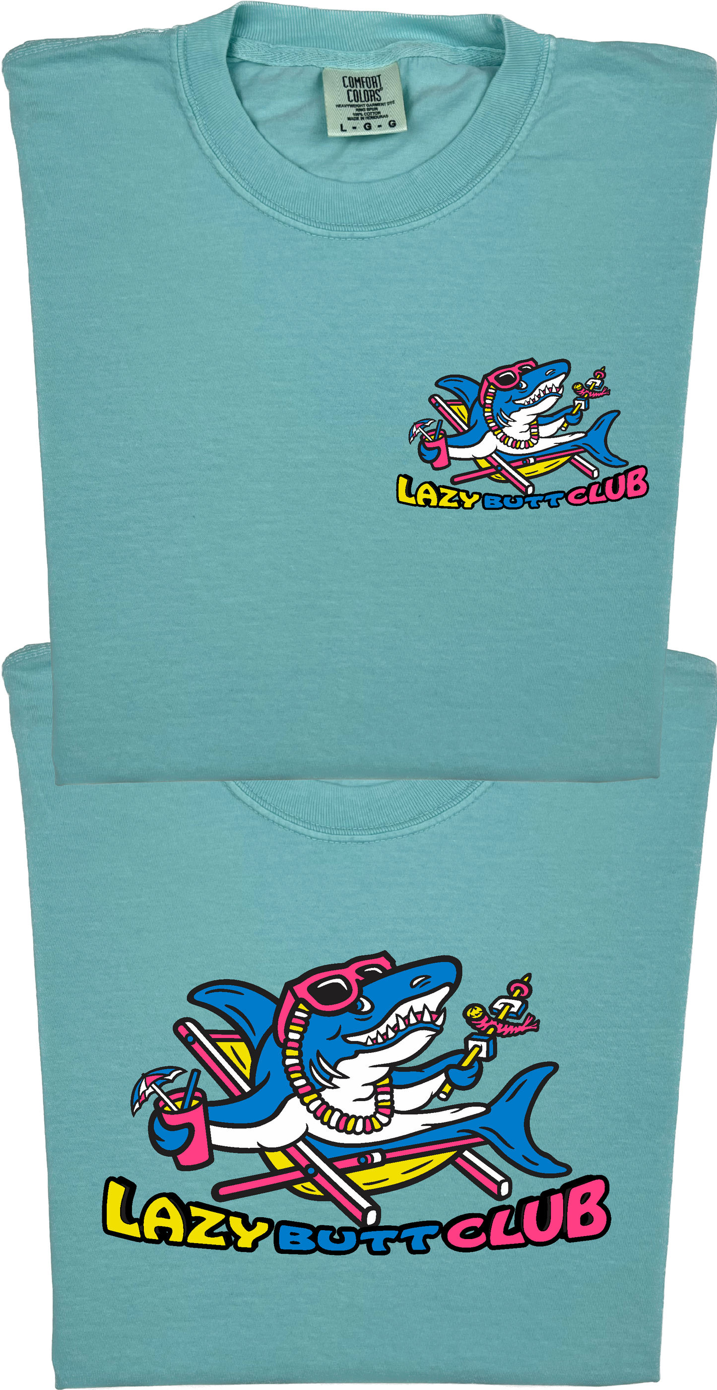 Lazy Shark "garment dyed" T-shirt (Front & Back Print)