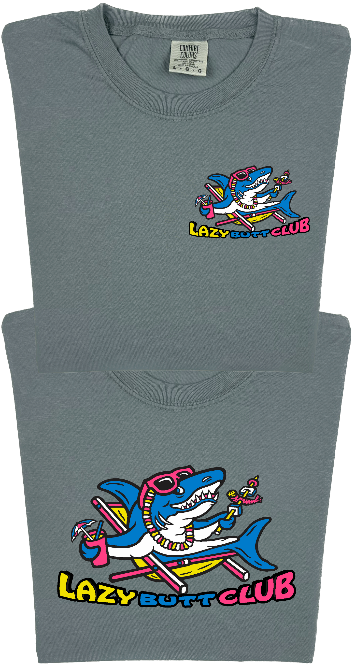 Lazy Shark "garment dyed" T-shirt (Front & Back Print)