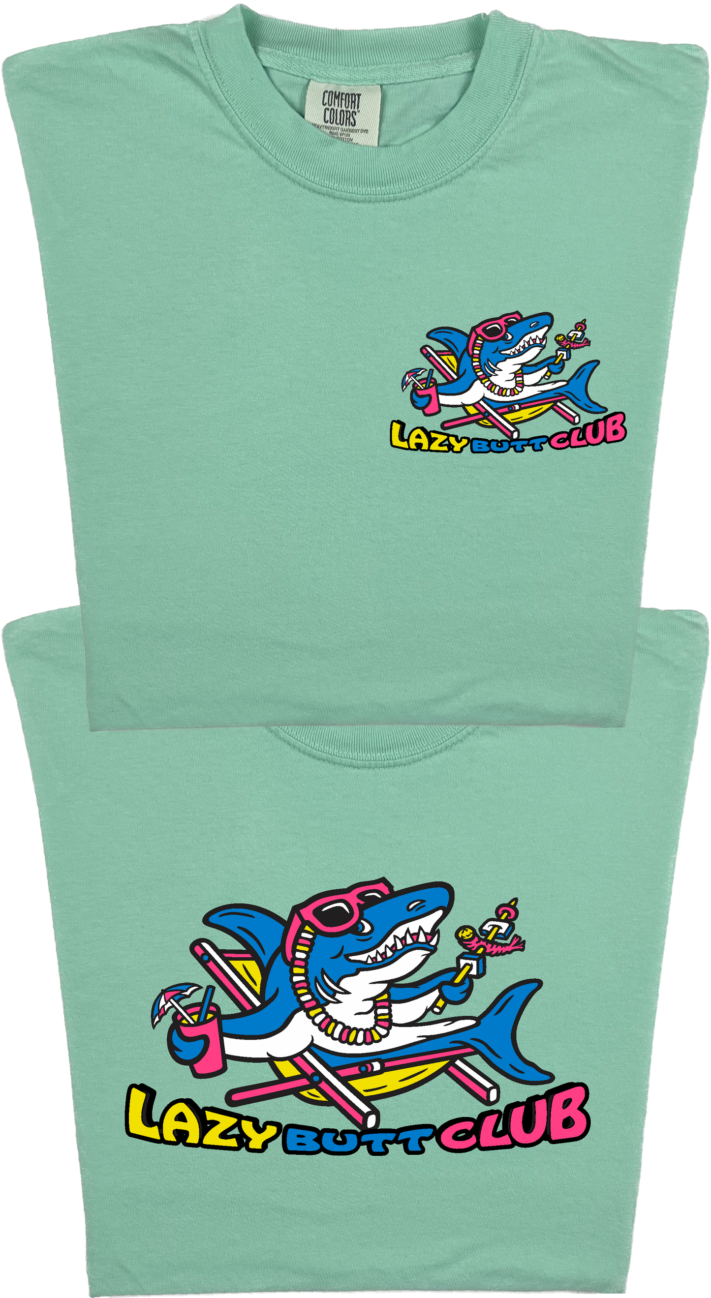Lazy Shark "garment dyed" T-shirt (Front & Back Print)