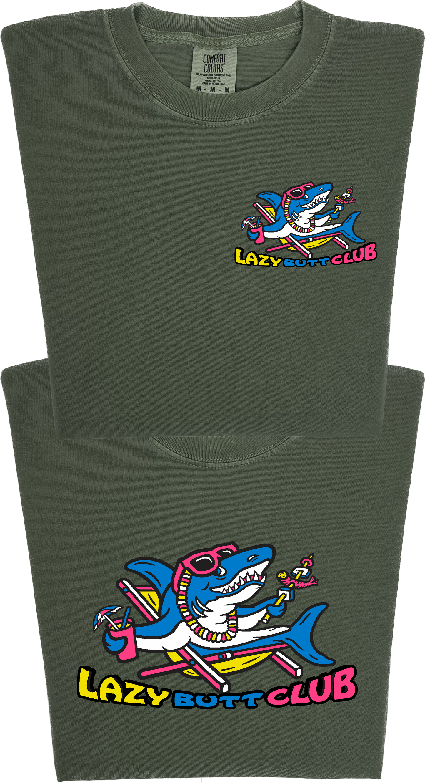 Lazy Shark "garment dyed" T-shirt (Front & Back Print)