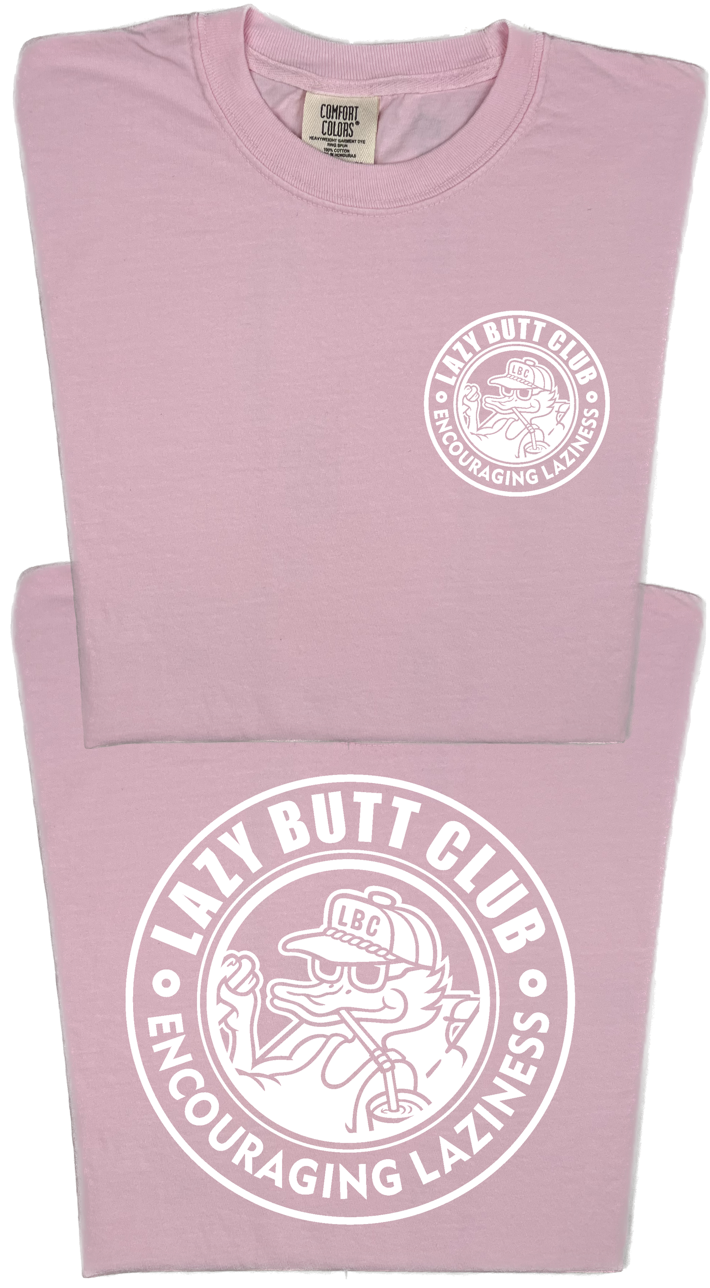 Lazy Butt Club Circle Design "garment dyed" T-shirt (Front & Back Print)