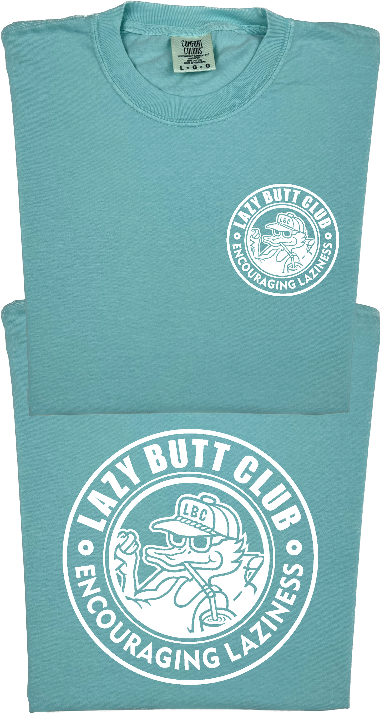Lazy Butt Club Circle Design "garment dyed" T-shirt (Front & Back Print)