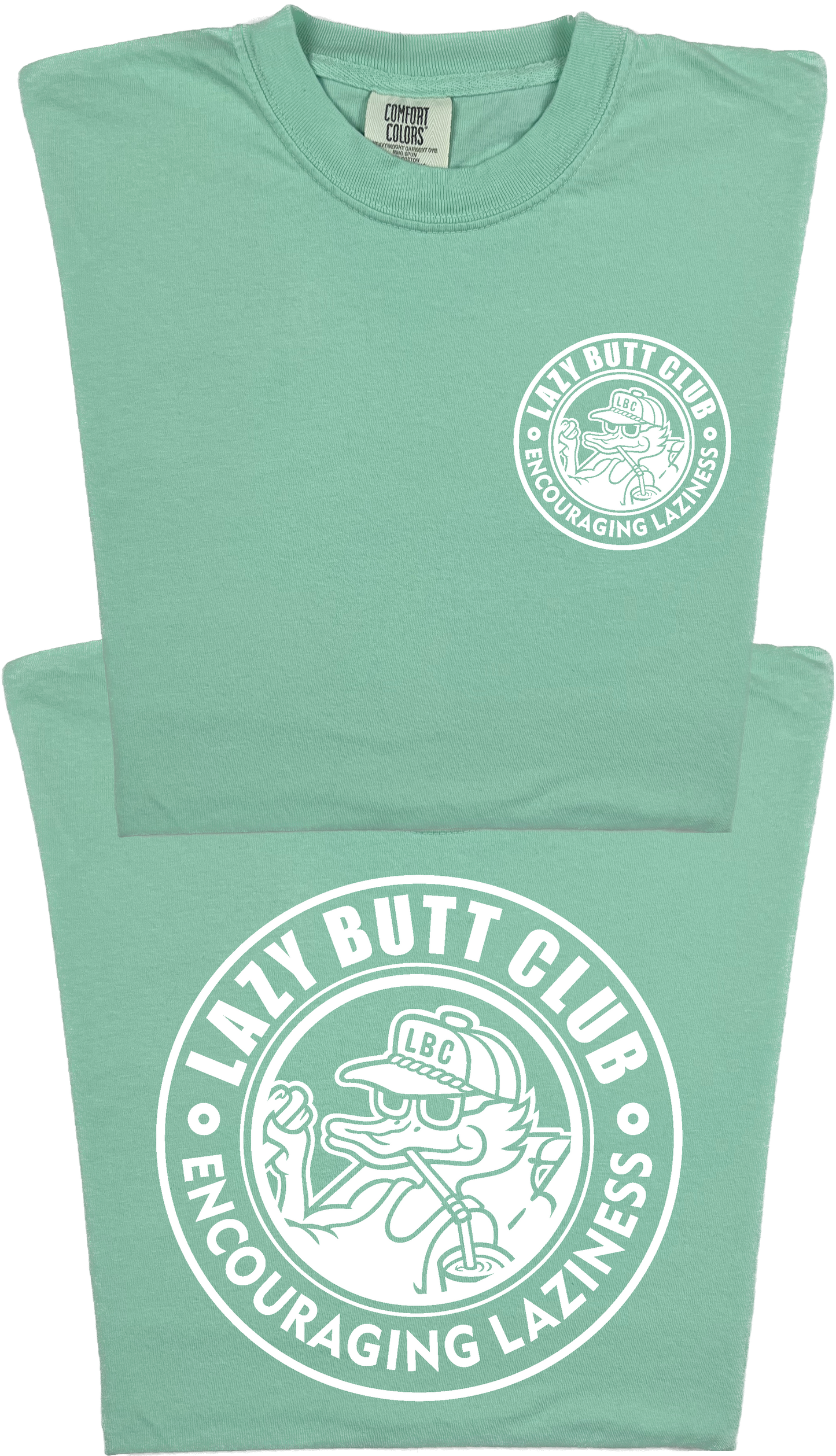 Lazy Butt Club Circle Design "garment dyed" T-shirt (Front & Back Print)