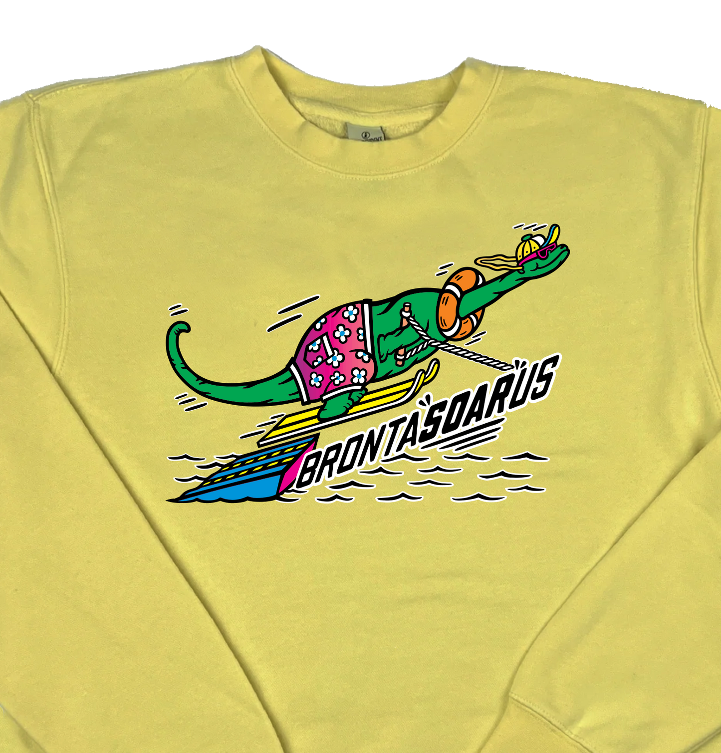 Water Skiing Brontasoarus “Pigment Dyed” Crewneck Sweatshirt
