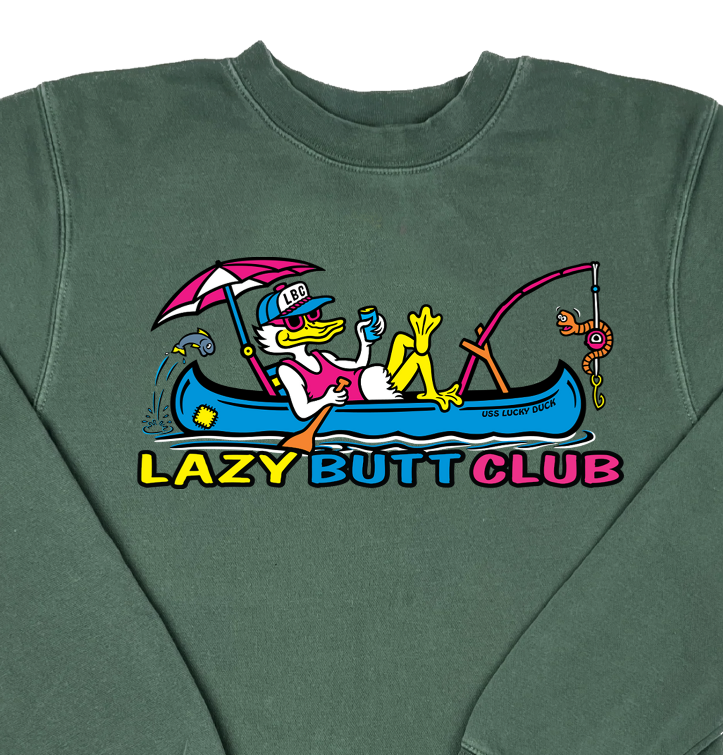 Lazy Butt Club Fishing “Pigment Dyed” Crewneck Sweatshirt