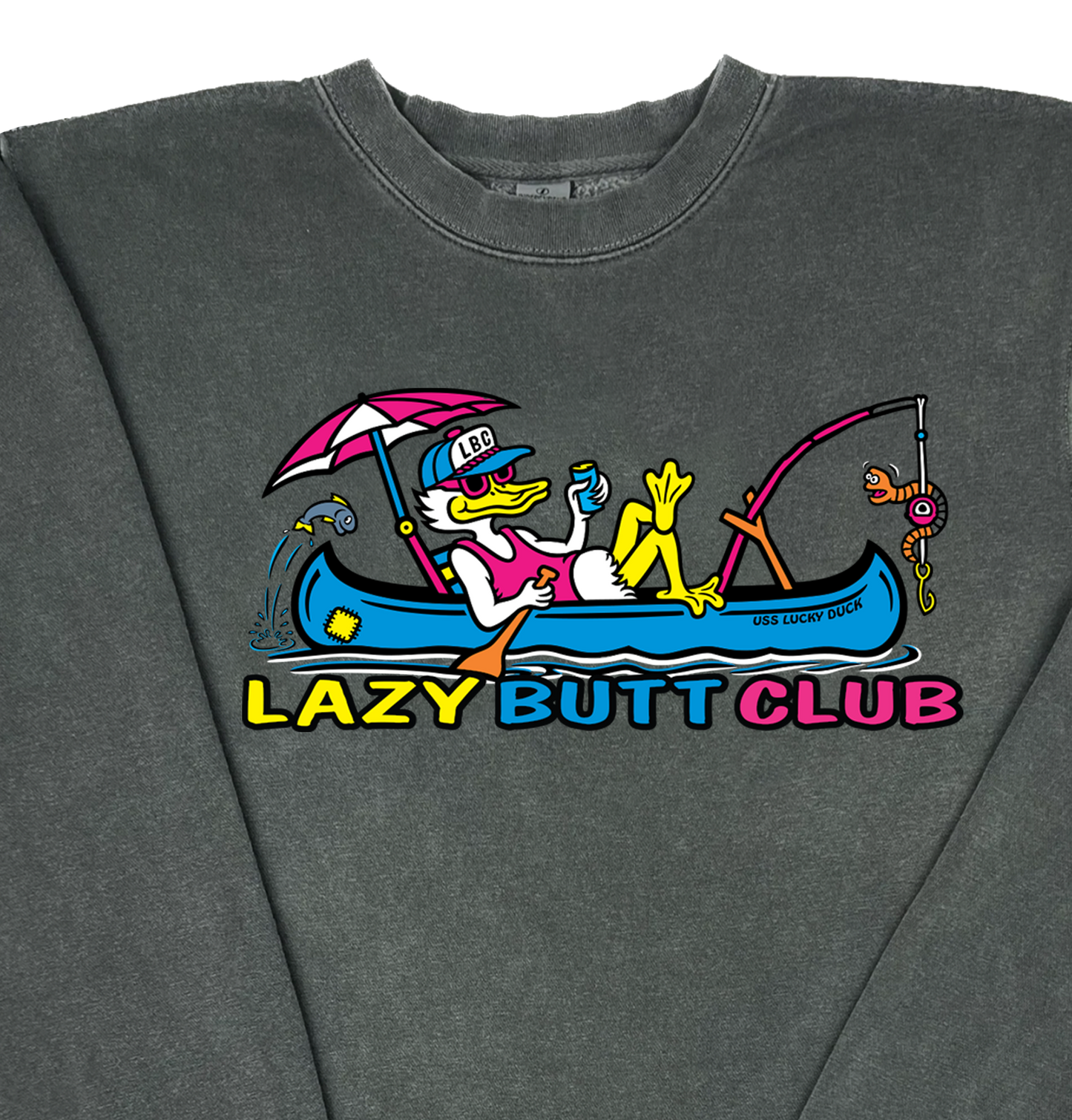 Lazy Butt Club Fishing “Pigment Dyed” Crewneck Sweatshirt
