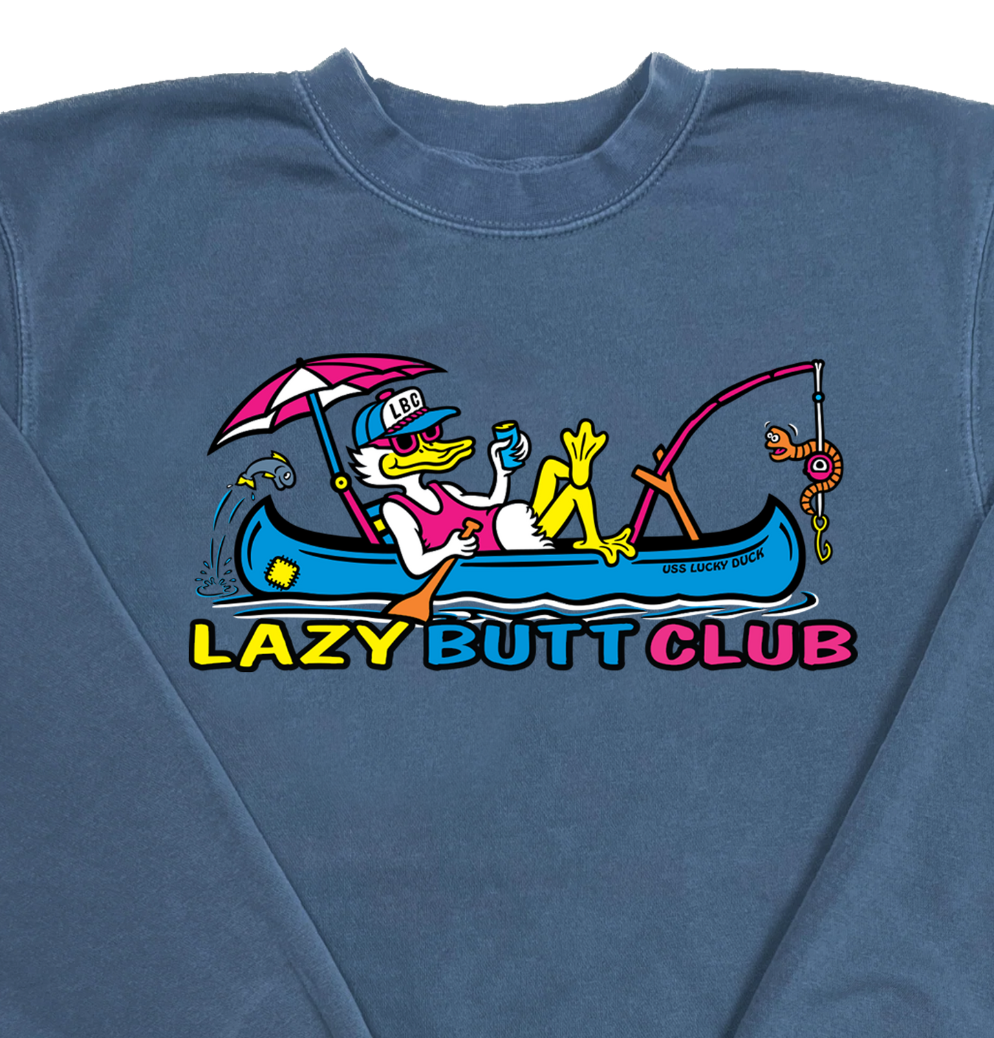 Lazy Butt Club Fishing “Pigment Dyed” Crewneck Sweatshirt