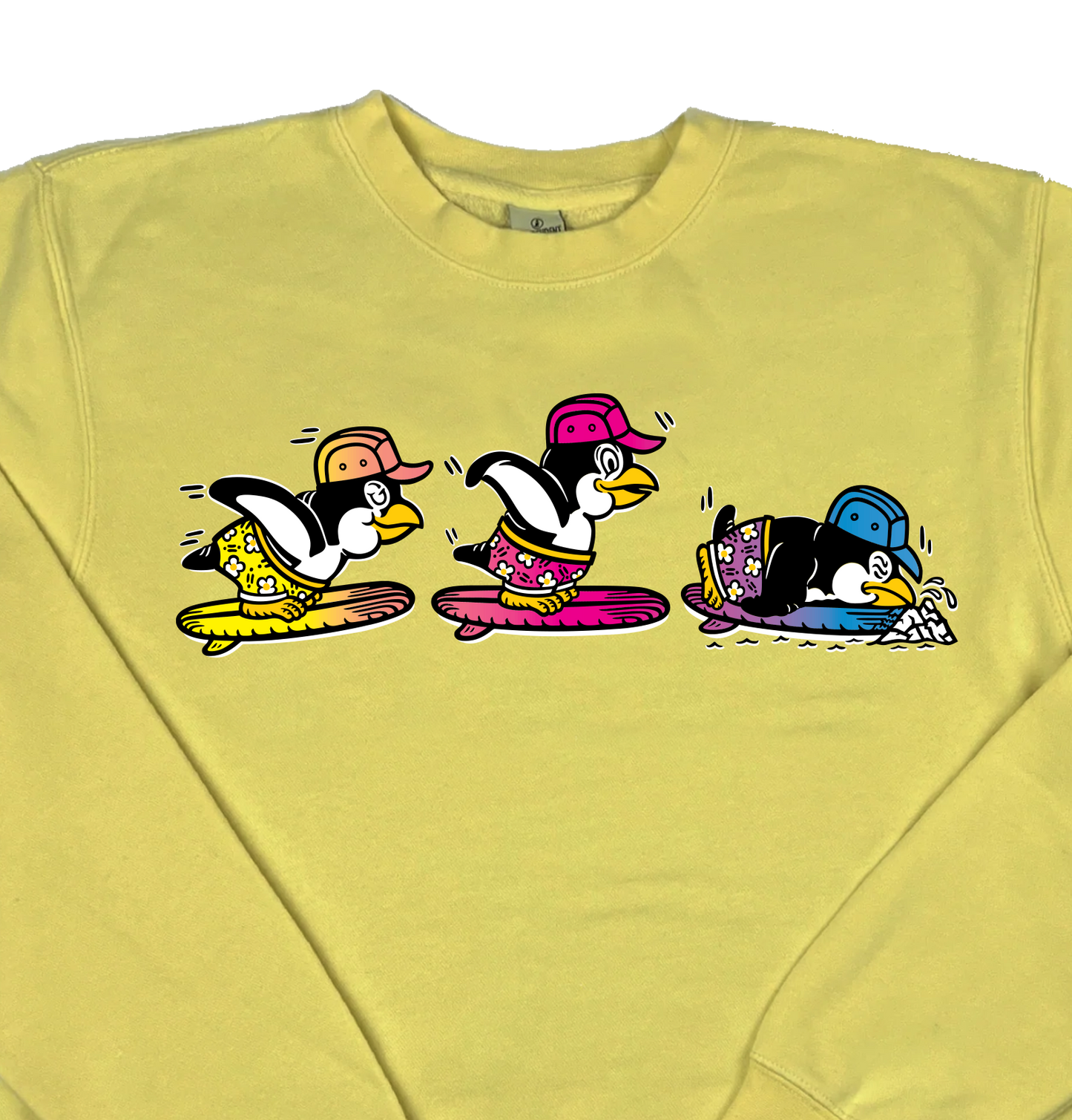 Penguins Surfing “Pigment Dyed” Crewneck Sweatshirt