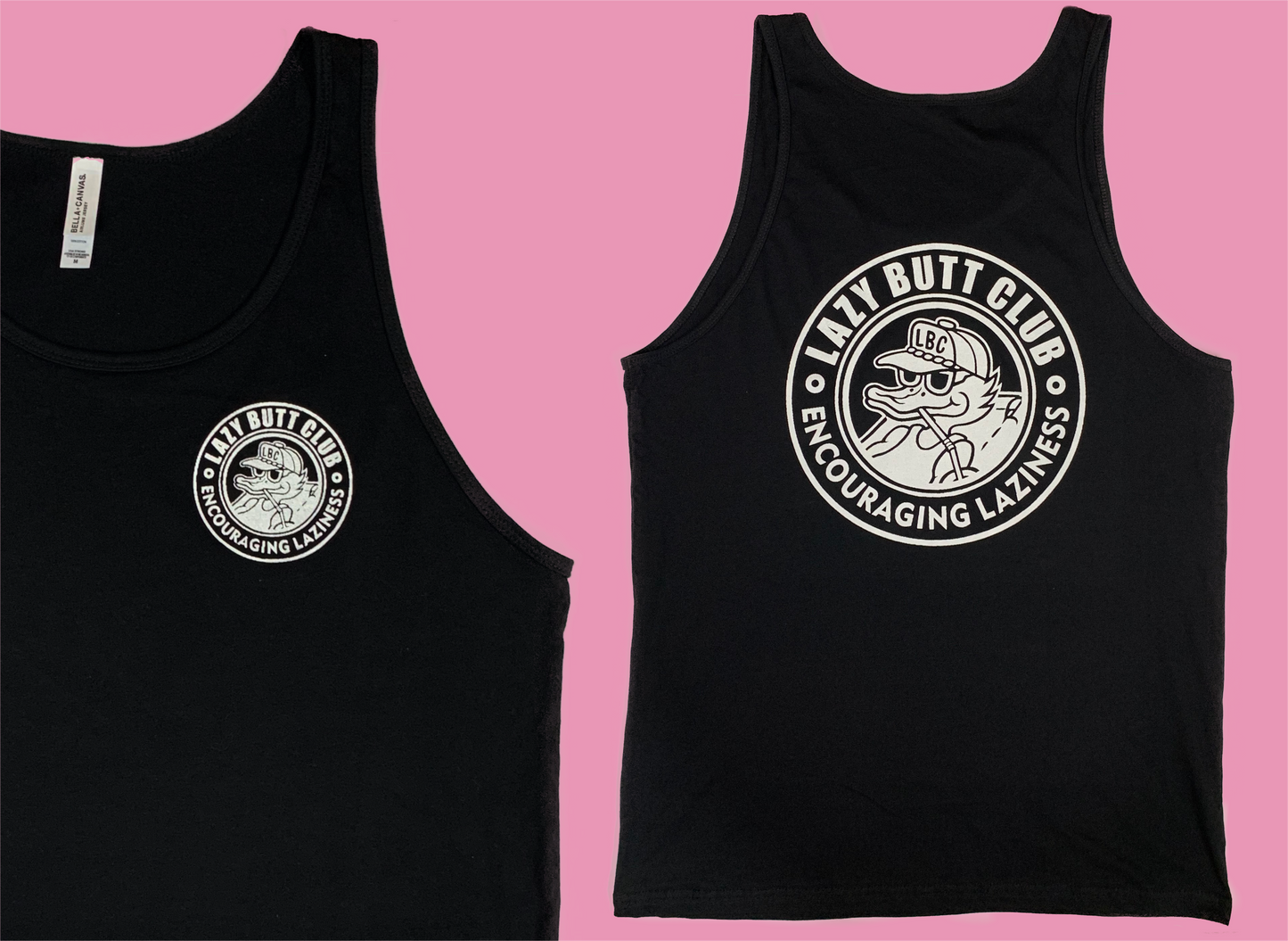 Lazy Butt Club Circle Tank top (front + back print)