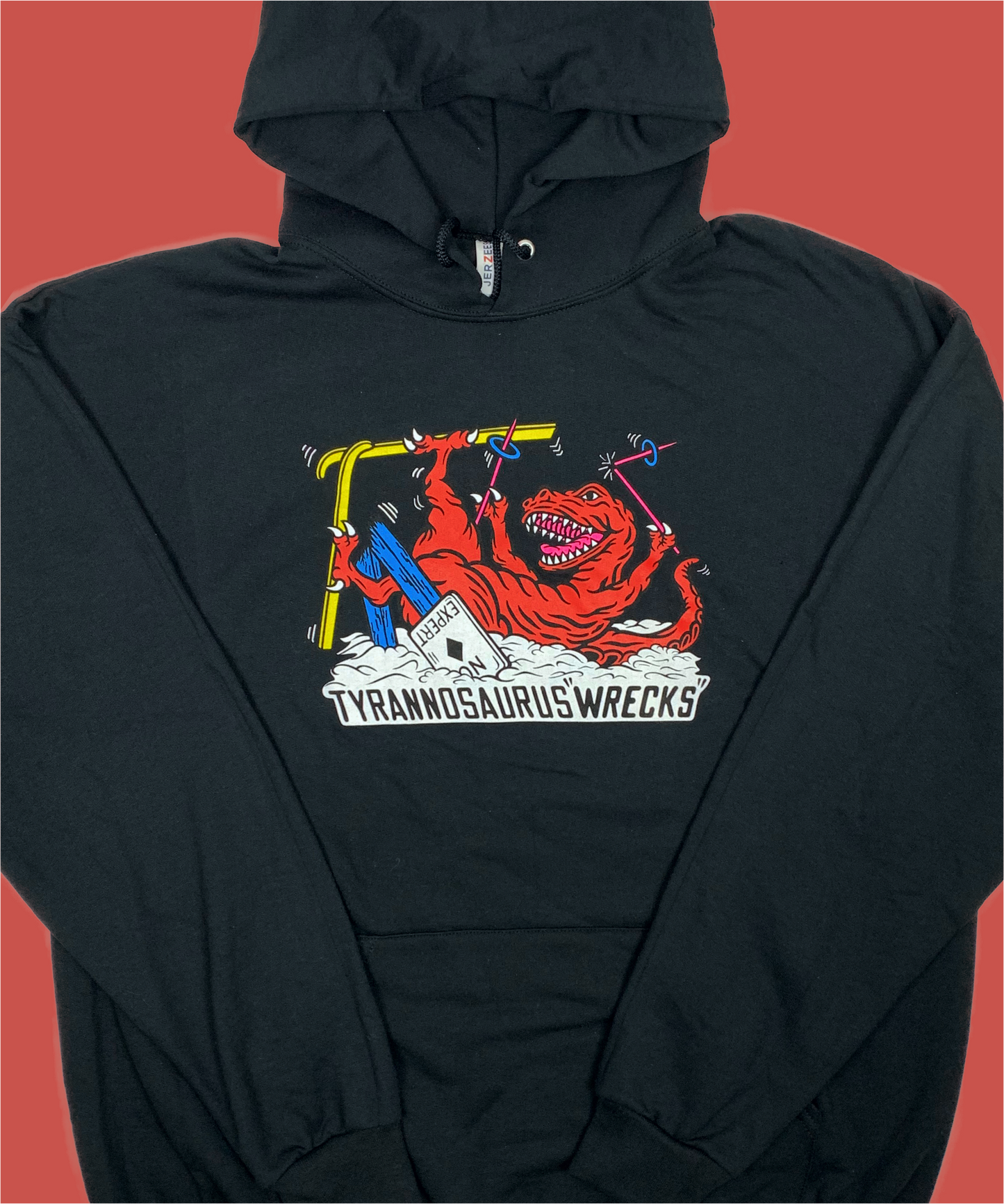 Skiing Tyrannosaurus "WRECKS" Hoodie
