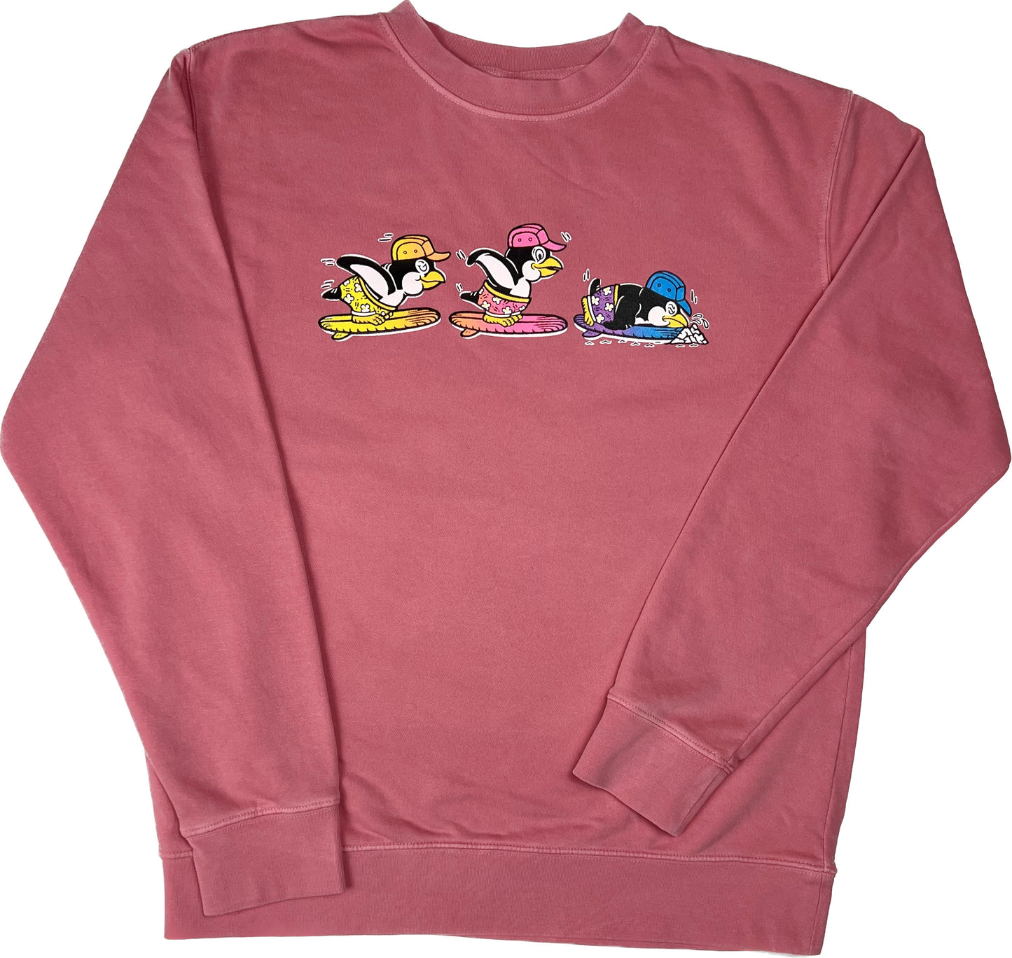 Surfing Penguins "Pigment Dyed" Crewneck Sweatshirt