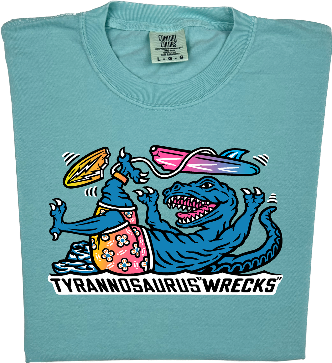 Surfing Tyrannosaurus Wrecks  “Garment Dyed” T-shirt