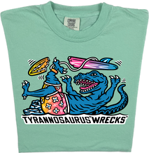 Load image into Gallery viewer, Surfing Tyrannosaurus Wrecks  “Garment Dyed” T-shirt