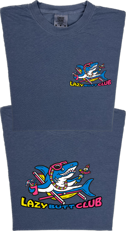 Lazy Shark "garment dyed" T-shirt (Front & Back Print)