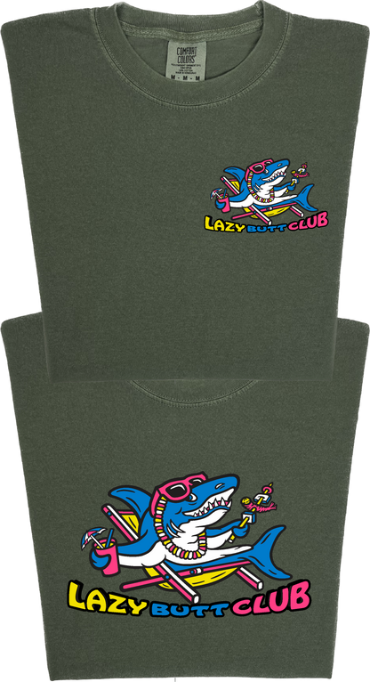 Lazy Shark "garment dyed" T-shirt (Front & Back Print)
