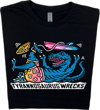 Load image into Gallery viewer, Surfing Tyrannosaurus Wrecks T-Shirt