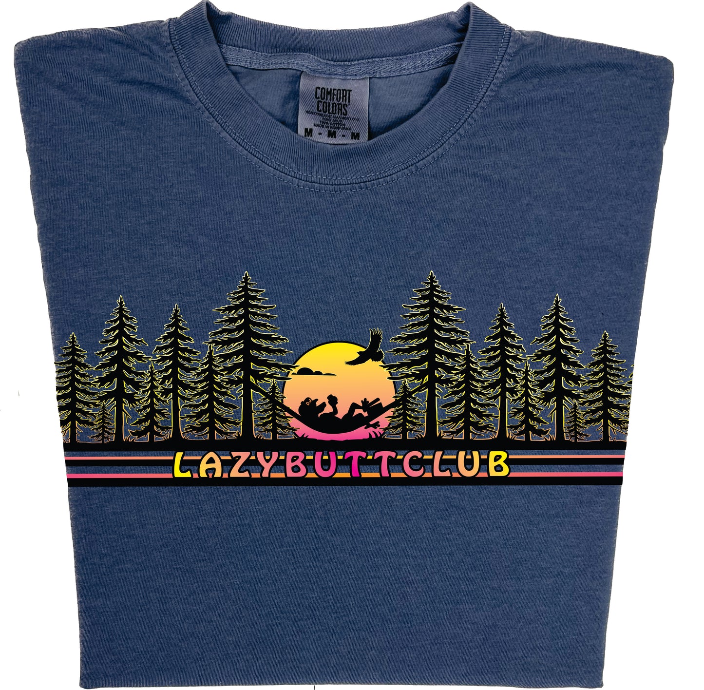 Lazy Butt Club Sunset Pine Trees T Shirt - LAZY BUTT CLUB