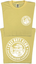 Load image into Gallery viewer, Lazy Butt Club Circle Design &quot;garment dyed&quot; T-shirt (Front &amp; Back Print)