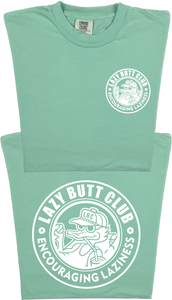 Lazy Butt Club Circle Design "garment dyed" T-shirt (Front & Back Print)