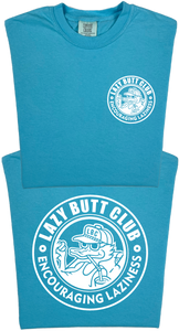 Lazy Butt Club Circle Design "garment dyed" T-shirt (Front & Back Print)