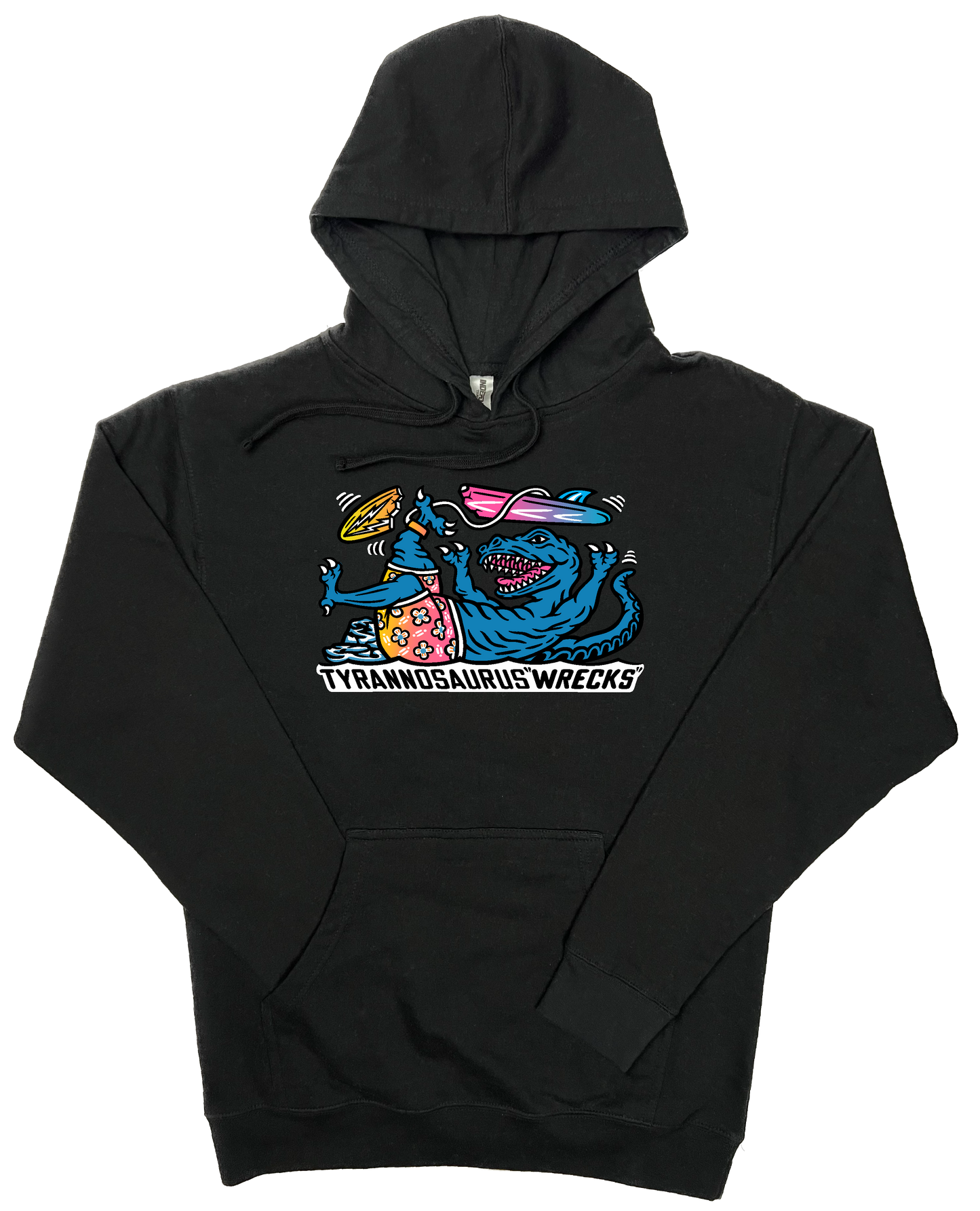 Surfing Tyrannosaurus  Wrecks  Dinosaur T-Rex Dino Surf  Hooded Sweatshirt