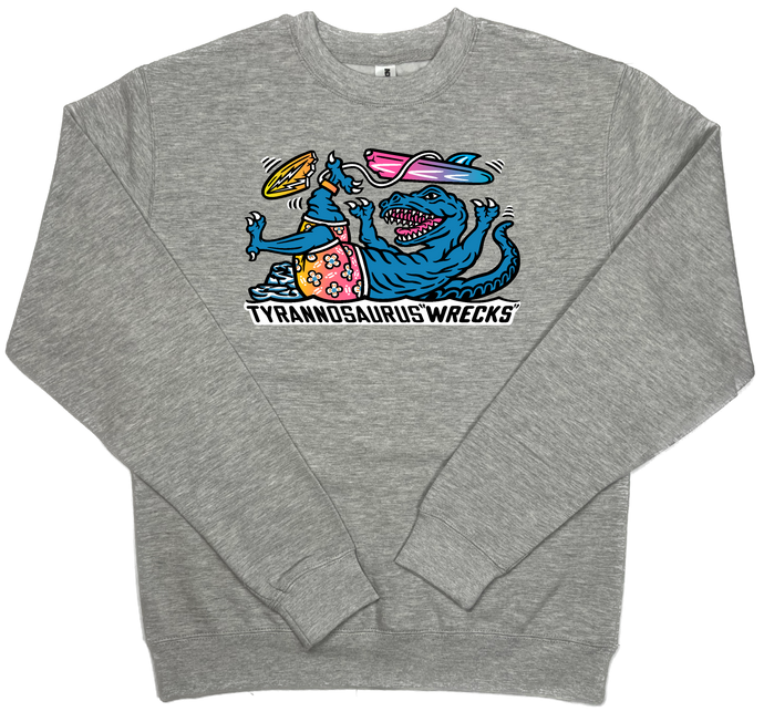 Surfing Tyrannosaurus  Wrecks  Dinosaur  T-Rex Dino Surf   Crewneck Sweatshirt