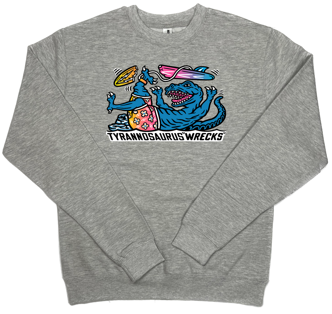 Surfing Tyrannosaurus  Wrecks  Dinosaur  T-Rex Dino Surf   Crewneck Sweatshirt
