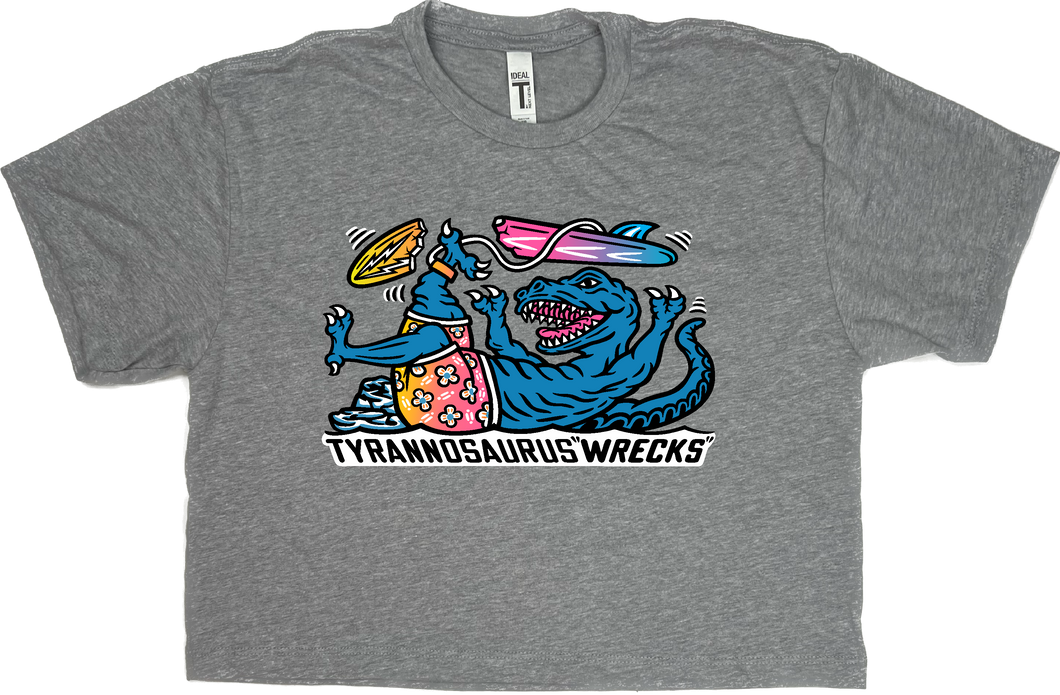 Surfing Tyrannosaurus Wrecks Crop Top