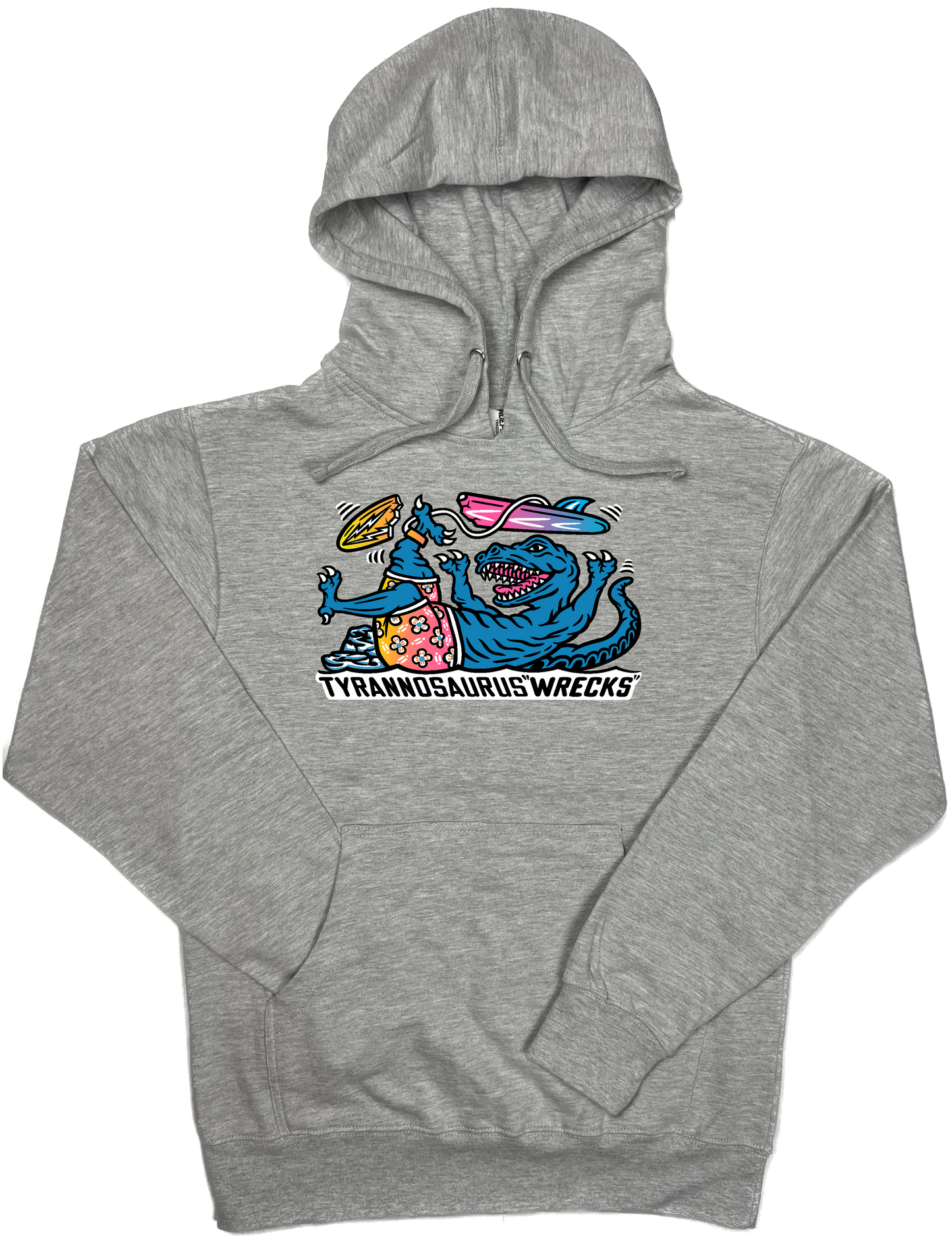 Surfing Tyrannosaurus  Wrecks  Dinosaur T-Rex Dino Surf  Hooded Sweatshirt