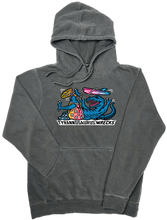 Load image into Gallery viewer, Surfing Tyrannosaurus Wrecks  “Pigment Dyed” Hoodie