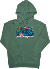 Load image into Gallery viewer, Surfing Tyrannosaurus Wrecks  “Pigment Dyed” Hoodie