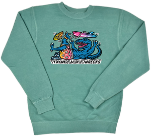 Surfing Tyrannosaurus Wrecks “Pigment Dyed” Crewneck Sweatshirt