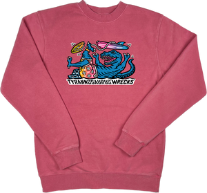 Surfing Tyrannosaurus Wrecks “Pigment Dyed” Crewneck Sweatshirt