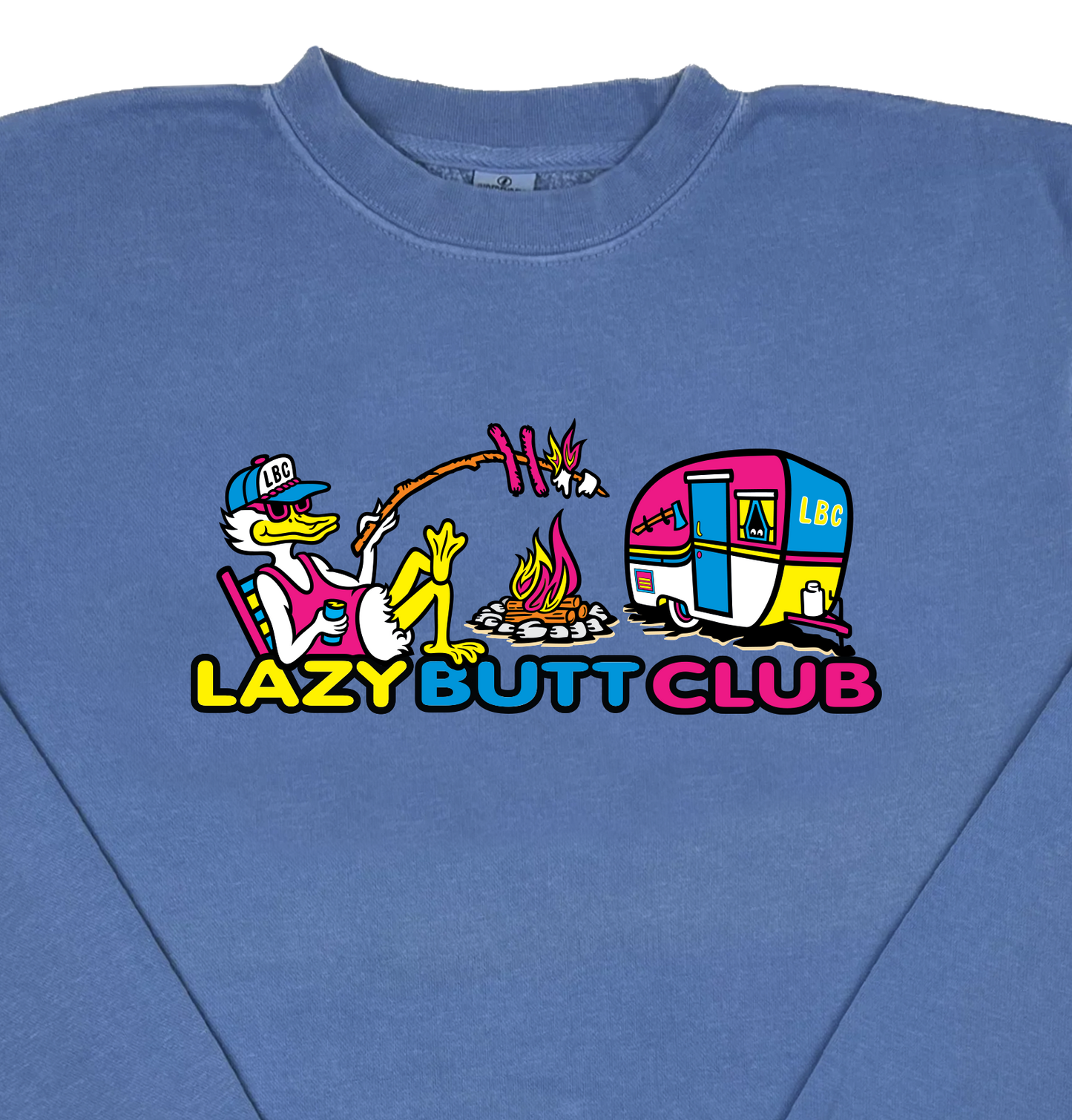 Lazy Butt Club Camper “Pigment Dyed” Crewneck Camping Sweatshirt