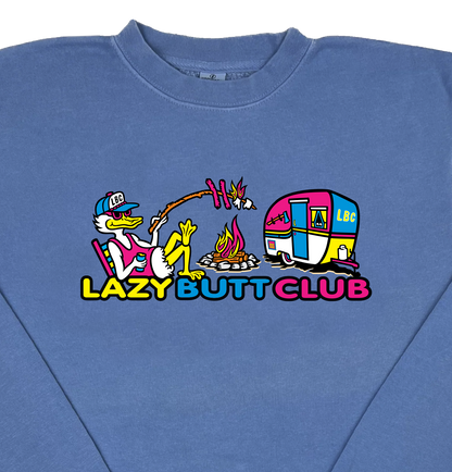Lazy Butt Club Camper “Pigment Dyed” Crewneck Camping Sweatshirt
