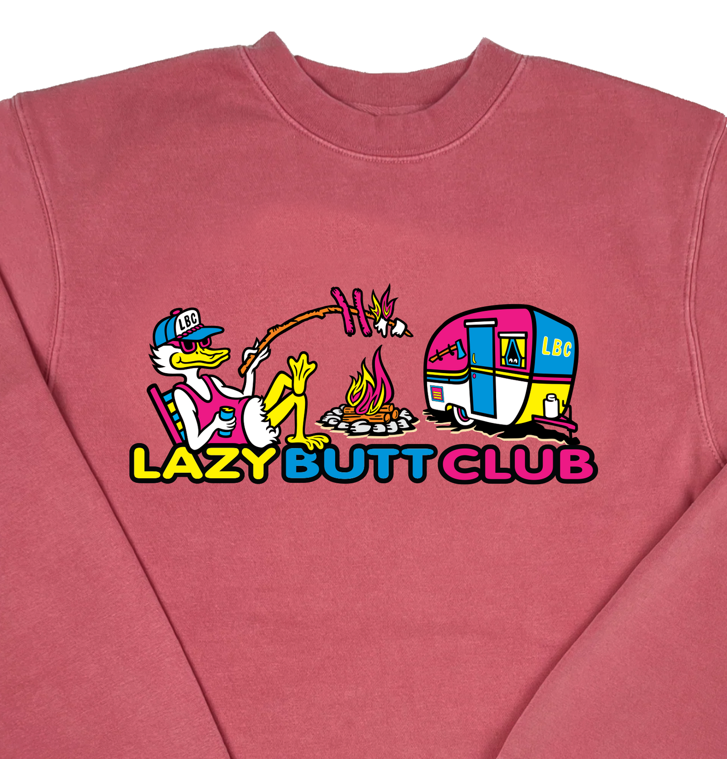 Lazy Butt Club Camper “Pigment Dyed” Crewneck Camping Sweatshirt