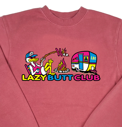Lazy Butt Club Camper “Pigment Dyed” Crewneck Camping Sweatshirt