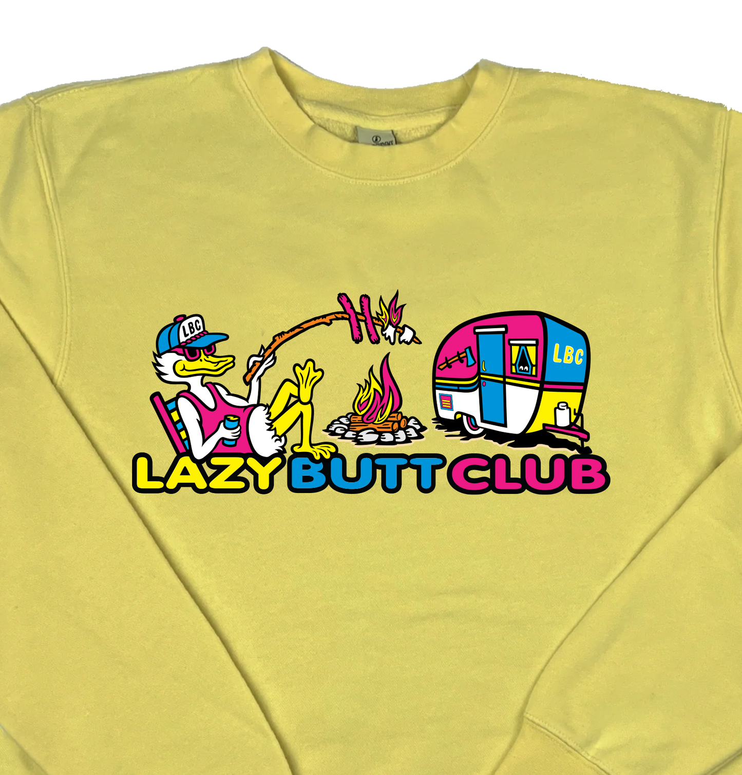 Lazy Butt Club Camper “Pigment Dyed” Crewneck Camping Sweatshirt