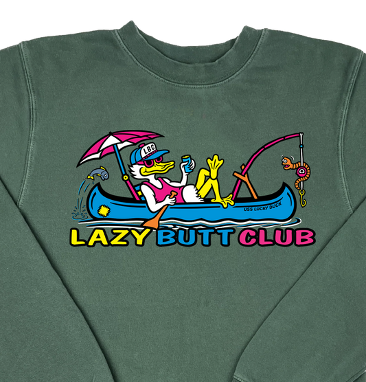 Lazy Butt Club Fishing “Pigment Dyed” Crewneck Sweatshirt