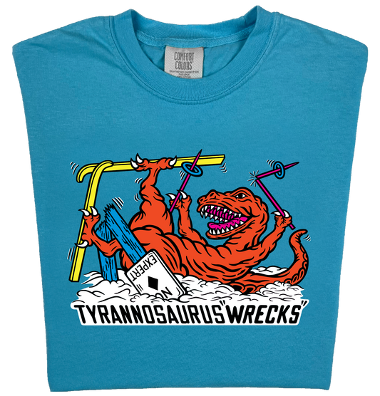 SKIING TYRANNOSAURUS WRECKS rex t-shirt