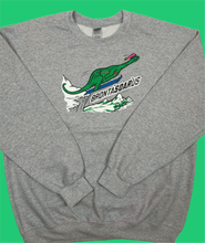Load image into Gallery viewer, Skiing Bronta&quot;SOAR&quot;us Dinosaur Brontosaurus Dino Crewneck sweatshirt