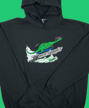 Load image into Gallery viewer, Skiing Bronta&quot;SOAR&quot;us Brontosaurus Dino sweatshirt Dinosaur  Hoodie