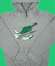 Load image into Gallery viewer, Skiing Bronta&quot;SOAR&quot;us Brontosaurus Dino sweatshirt Dinosaur  Hoodie