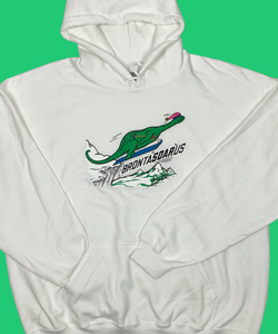 Skiing Bronta"SOAR"us Brontosaurus Dino sweatshirt Dinosaur  Hoodie