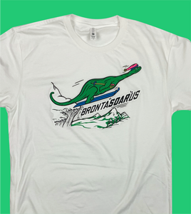 Skiing Bronta"SOAR"us Brontosaurus Dino T-shirt