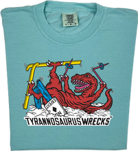 Load image into Gallery viewer, Skiing Tyrannosaurus Wrecks &quot;garment dyed&quot; t rex dino T-shirt