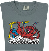 Load image into Gallery viewer, Skiing Tyrannosaurus Wrecks &quot;garment dyed&quot; t rex dino T-shirt