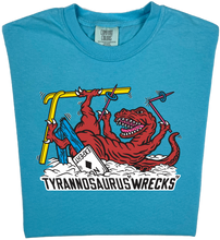 Load image into Gallery viewer, Skiing Tyrannosaurus Wrecks &quot;garment dyed&quot; t rex dino T-shirt